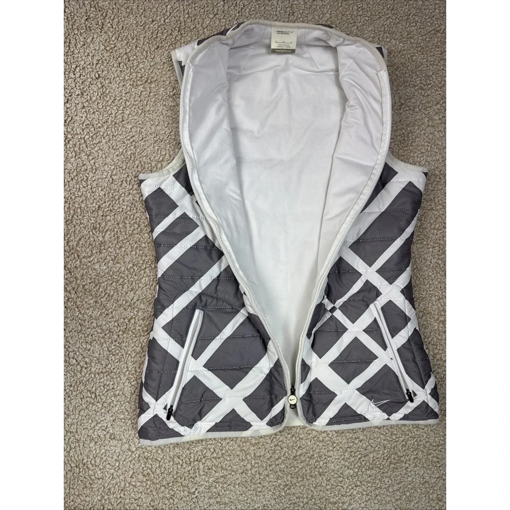 Nike Golf Tour Performance Full Zip Vest Light Weight Gray White Womens M 483713